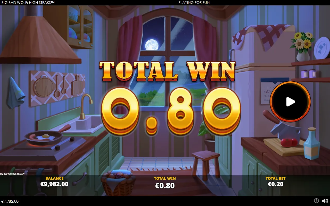 Total win of 0.80 euro at the end of the High Steaks Respins round