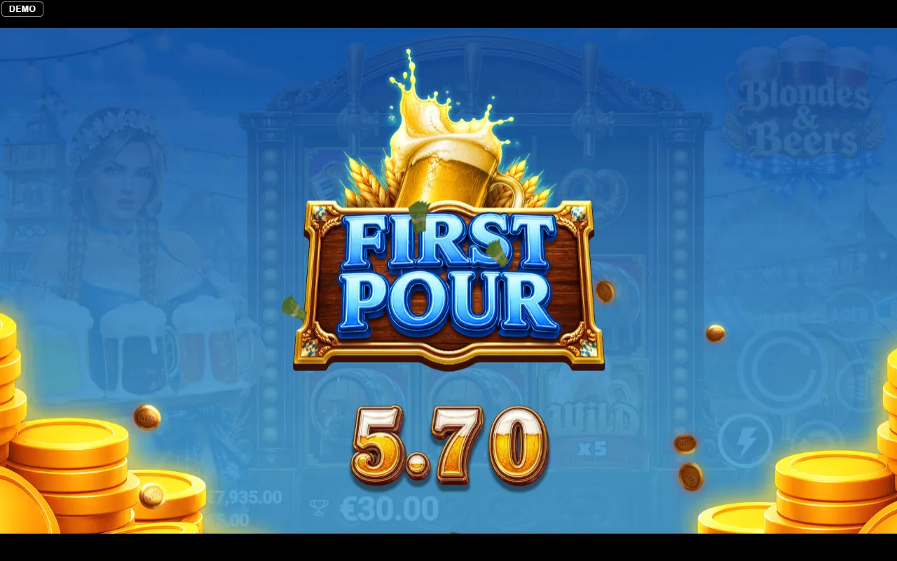 Lager purchase where a x5 multiplier wild in the corner multiplied two paylines for a thirty euro win.