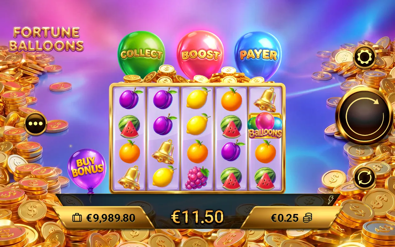 Fortune Balloons Pin Win bonus closing on a total of 11.50 euro