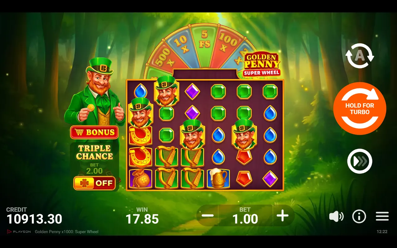 Base game screen showing a closing bonus total of 17.85 after a 100x bonus buy.