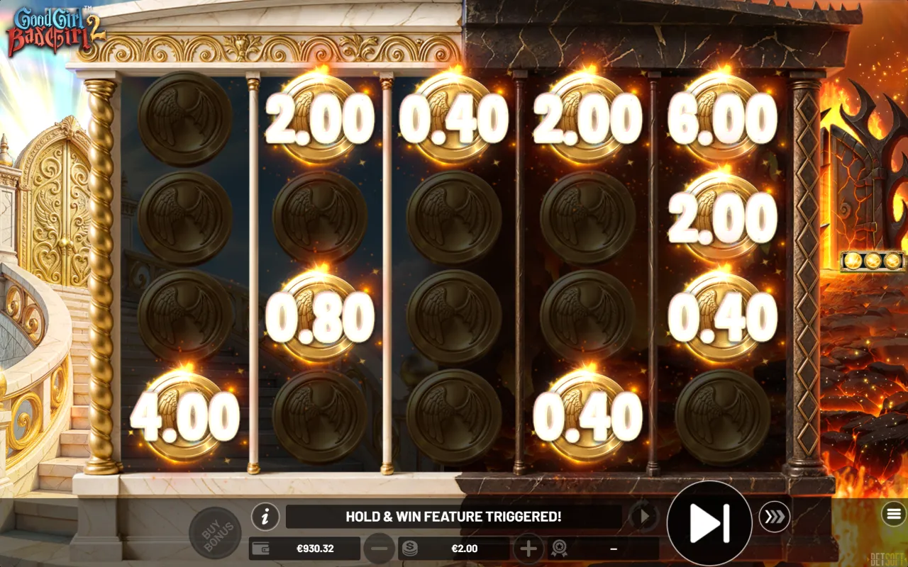 Hold and Win board of twenty niches with nine gold prize coins locked in place and three respins remaining