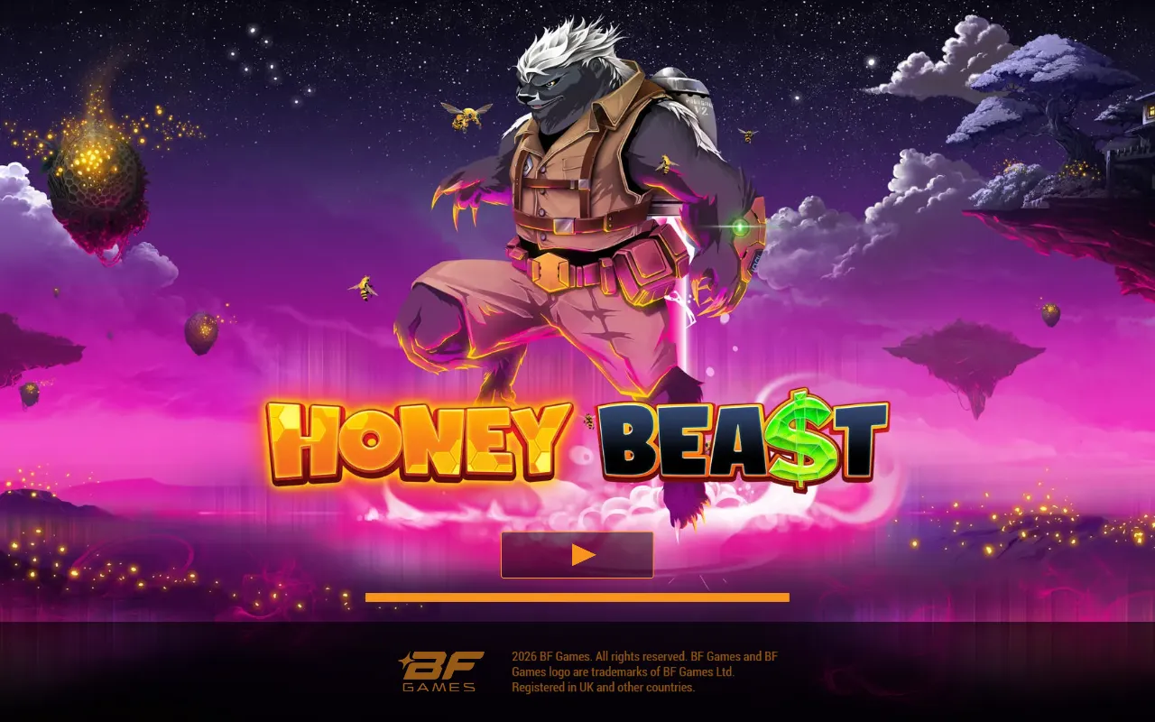 Honey Beast title screen with the armoured honey badger standing over the logo