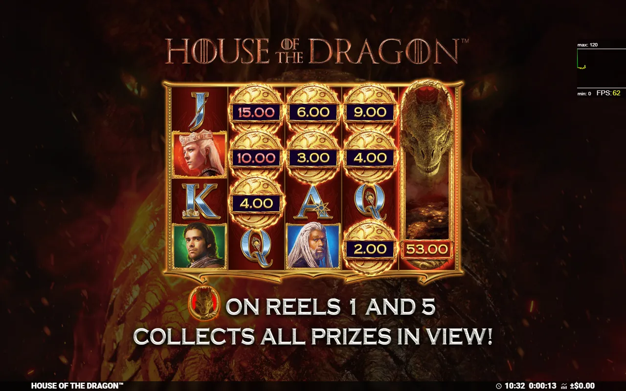 The Collect symbol expanded across reel five, collecting eight gold cash medallions for a total of 53.00