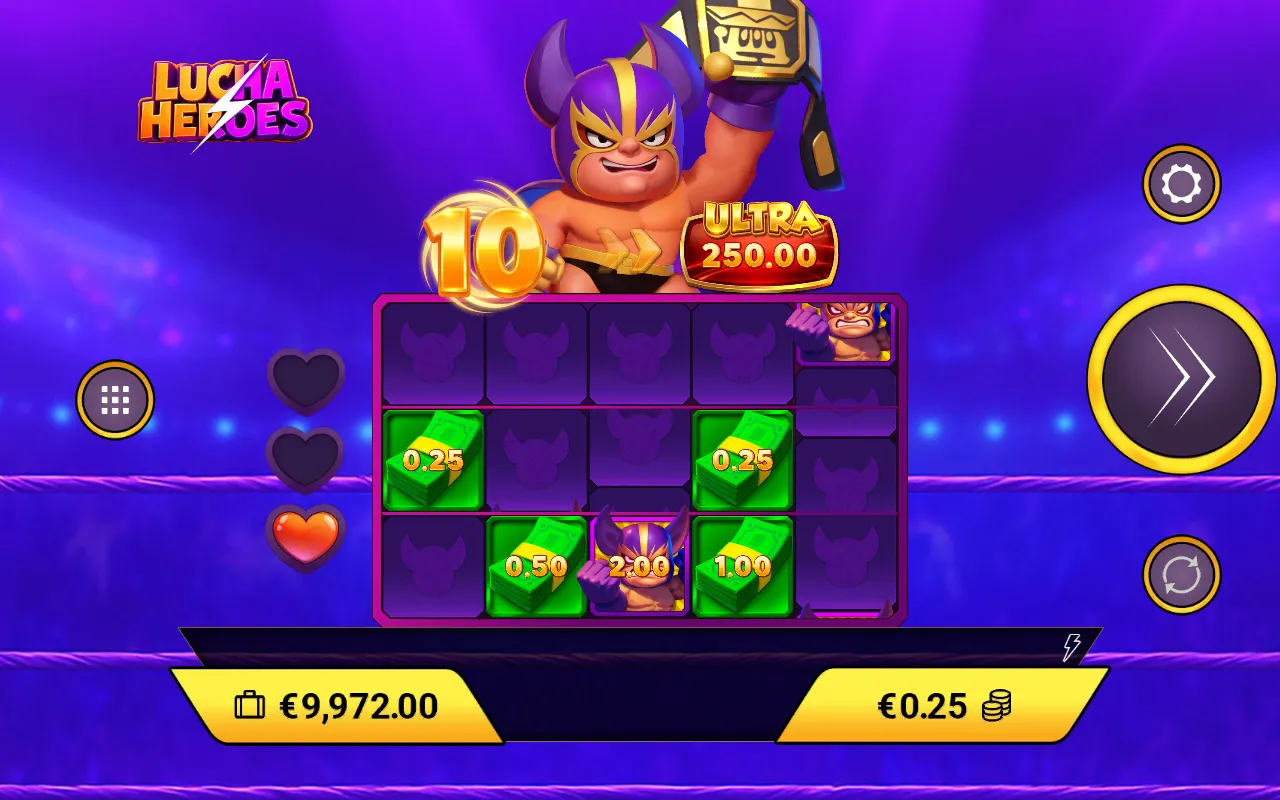 Murcielago Pin Win round with green cash plaques, three hearts and an ULTRA counter