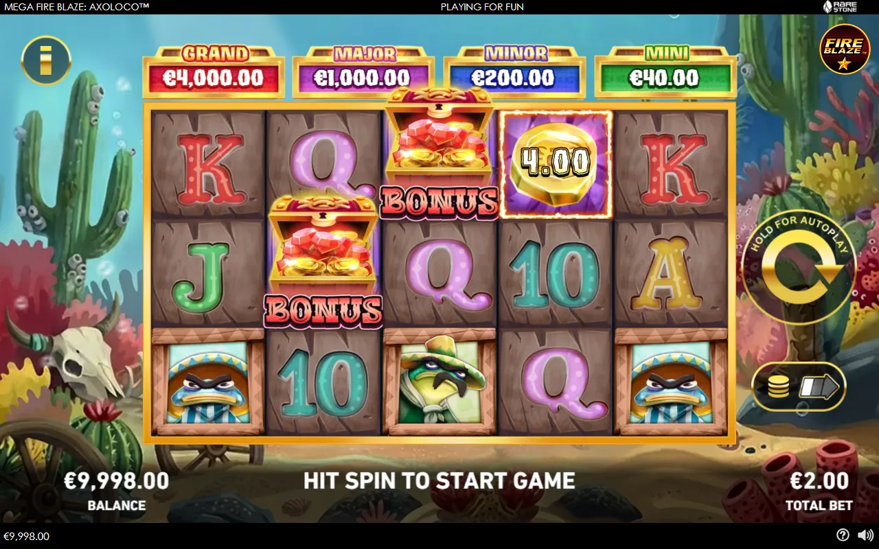 Two treasure chest bonus symbols and a single gold prize coin reading 4.00 on the 5x3 grid