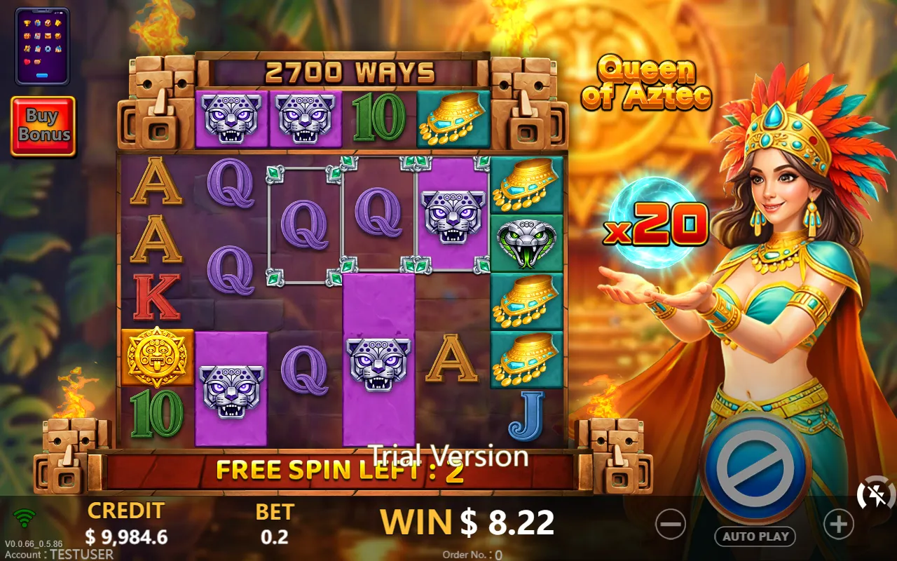 Free games in progress with the multiplier orb at x20 and 8.22 won