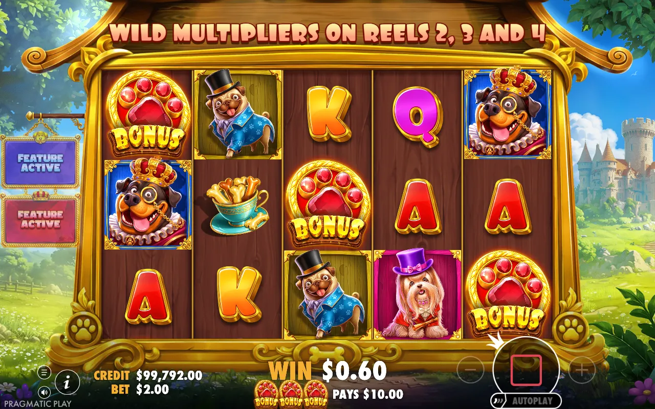 Three gold BONUS paw symbols landed on reels one, three and five