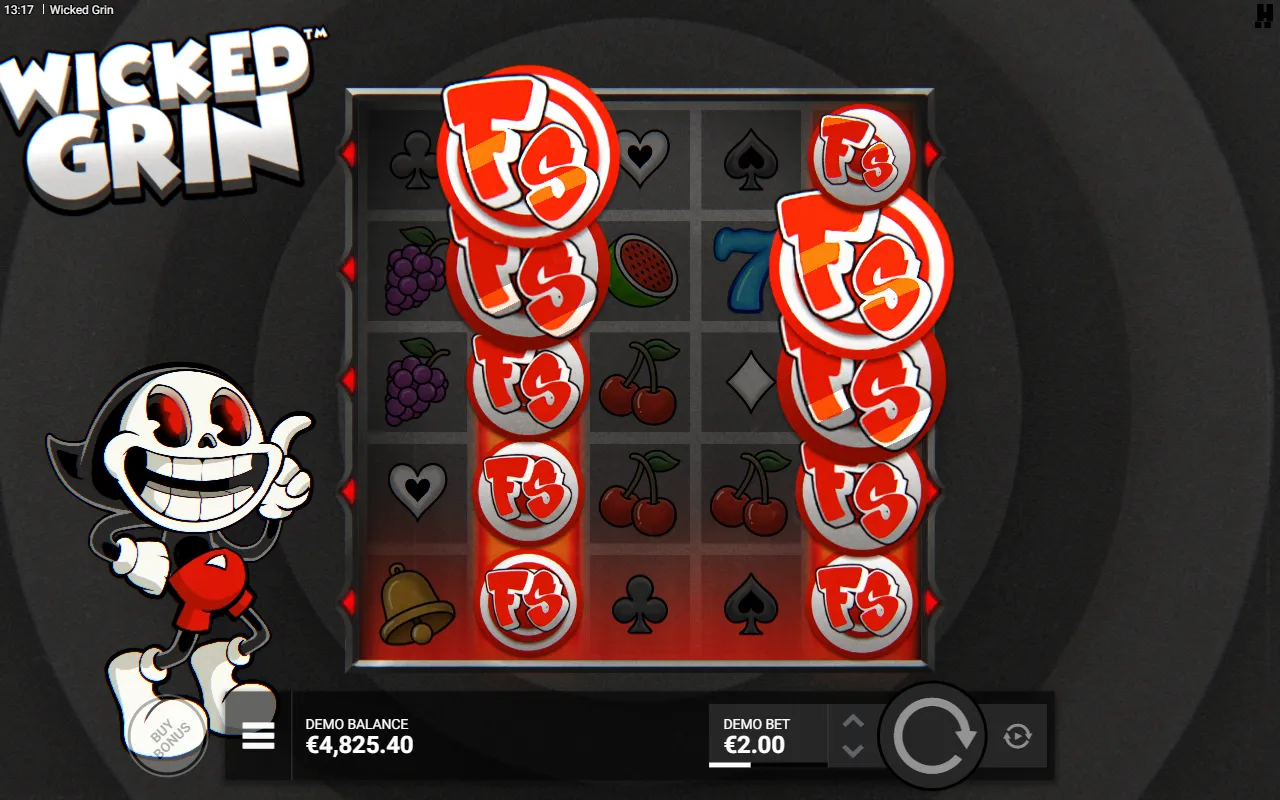 Two red FS scatter symbols expanded to cover two reels, awarding fifteen free spins
