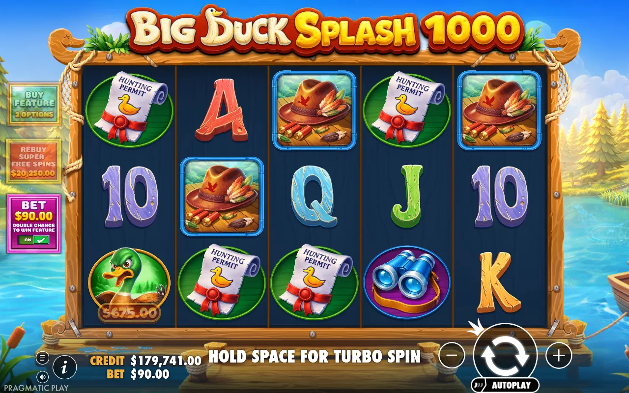 Big Duck Splash 1000 with the ante switched on and the buy feature panel greyed out beside it