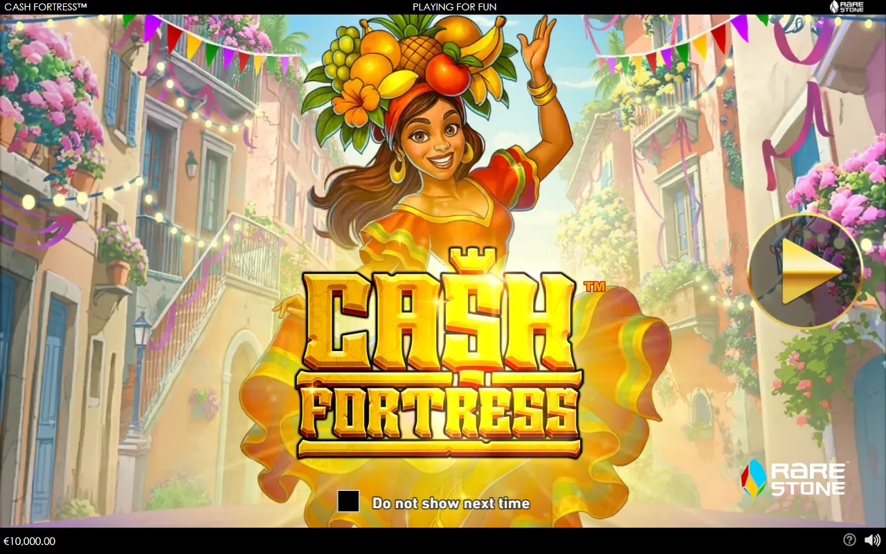 Cash Fortress slot splash screen with Rare Stone dancer logo