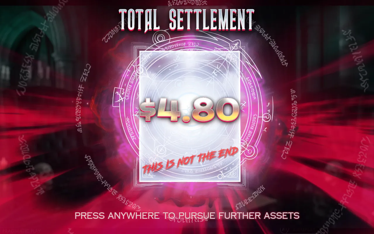 Forever Split Megaways Total Settlement end card showing $4.80 for the bonus round