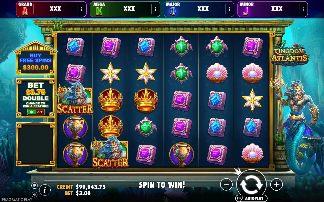 Kingdom of Atlantis 6x5 pay-anywhere board settled with no winning group of eight