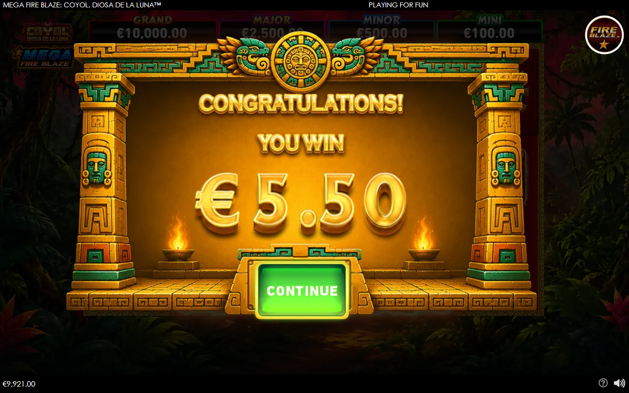 Coyol free games summary screen with the round win