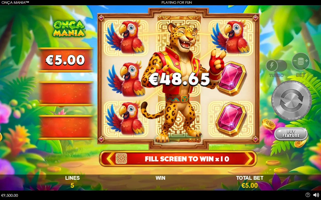 The win counter totalling up at the end of the Onça Mania Respins