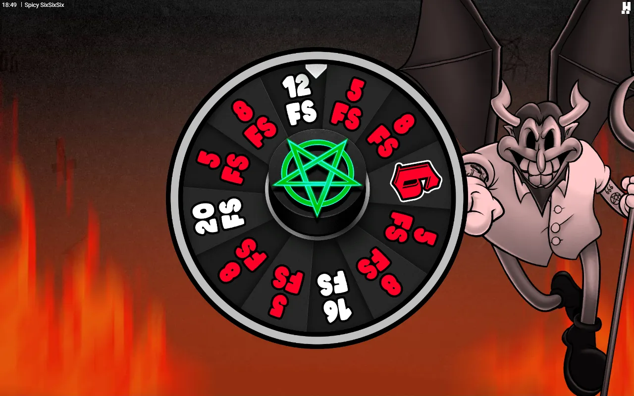 Spicy SixSixSix Deal Wheel with free spin slices and the red six upgrade segment